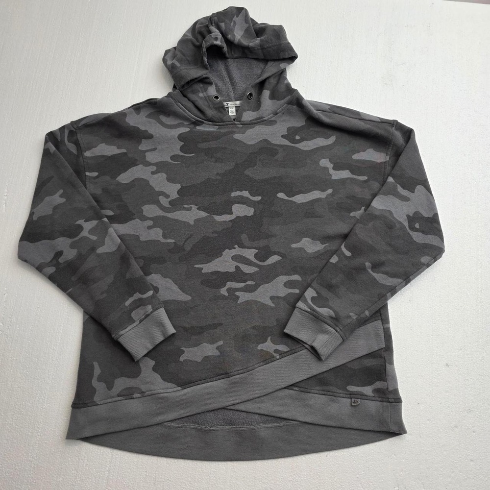 Seven7 Mens Large Gray Camo Crossover Pullover Hoodie Charcoal Streetwear L